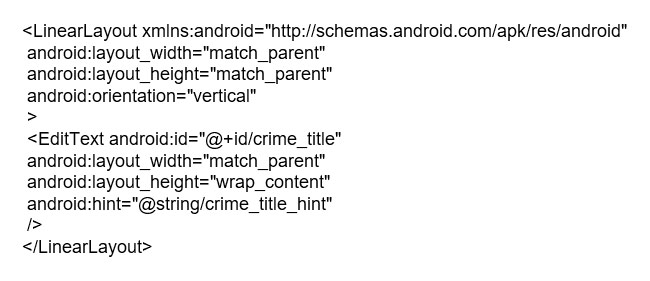 fragment視圖的布局文件（fragment_crime.xml）